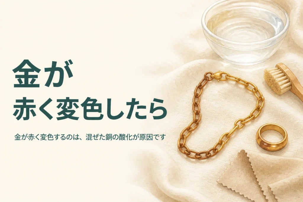 金が赤く変色する原因を説明する記事のアイキャッチ