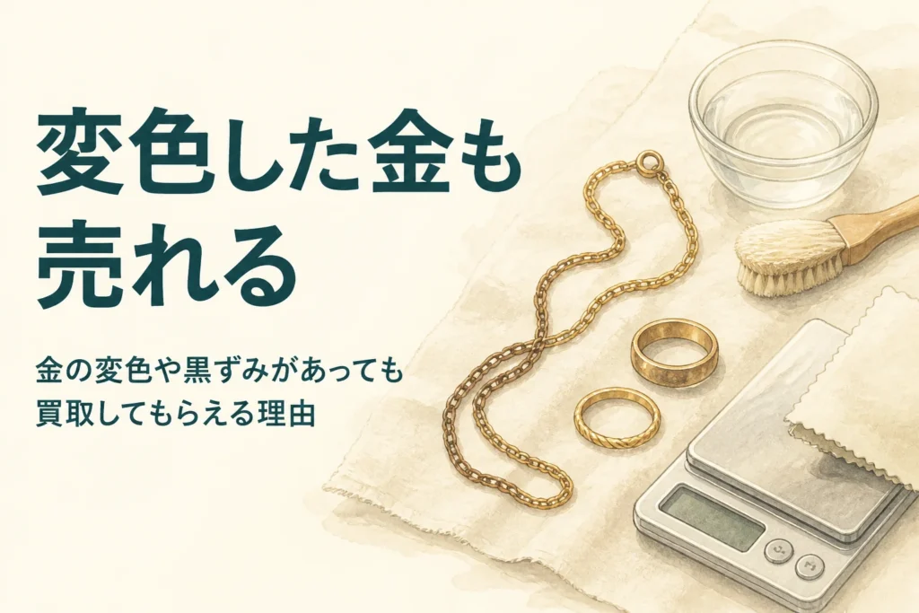 変色した金の買取と売り方を紹介する記事のアイキャッチ