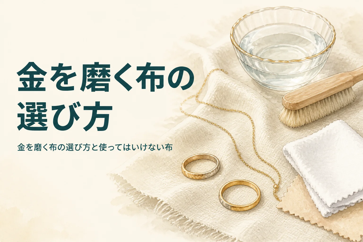 金を磨く布の選び方と使い方を紹介する記事のアイキャッチ