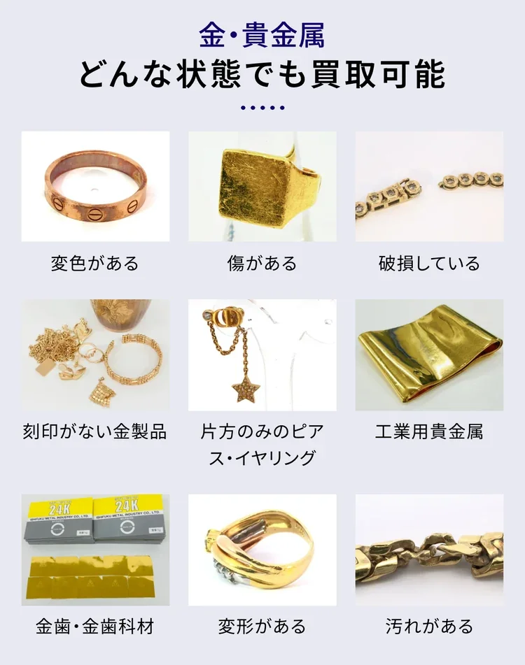 買取大吉公式サイトのどんな状態の金でも買取する案内の画面