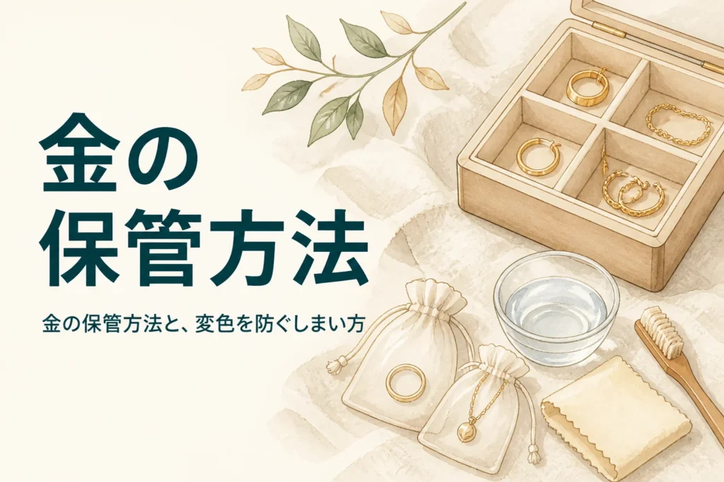 金の保管方法と変色を防ぐしまい方を紹介する記事のアイキャッチ