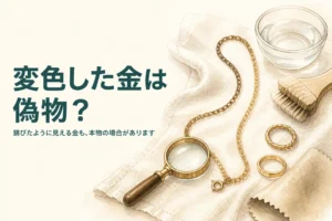 変色・錆びたように見える金が本物かどうかを解説する記事のアイキャッチ