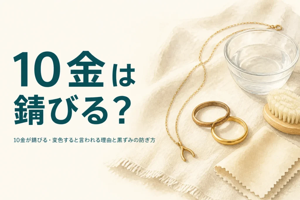 10金が錆びる理由と黒ずみの防ぎ方を解説する記事のアイキャッチ