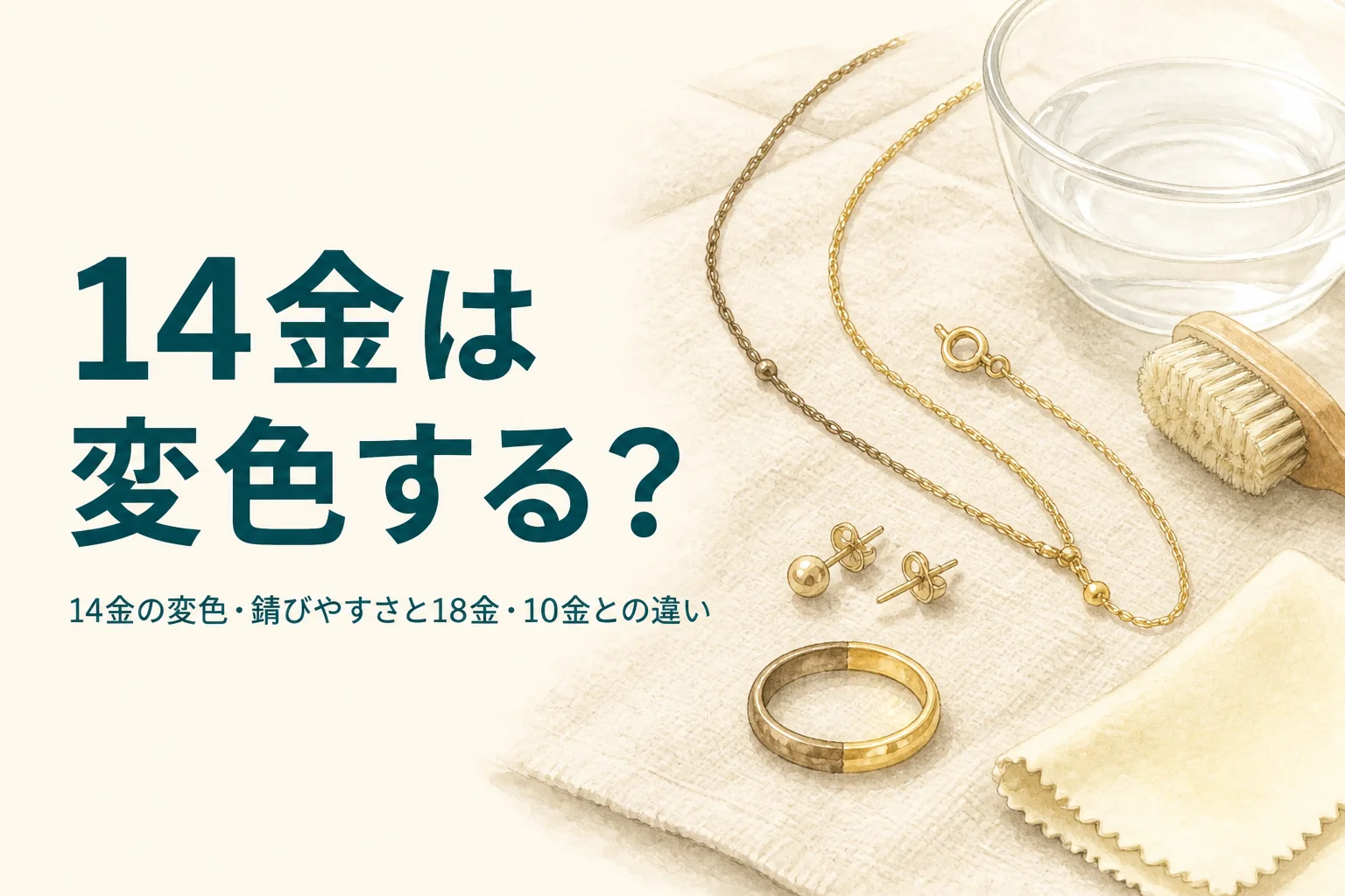 14金の変色と18金・10金との違いを解説する記事のアイキャッチ