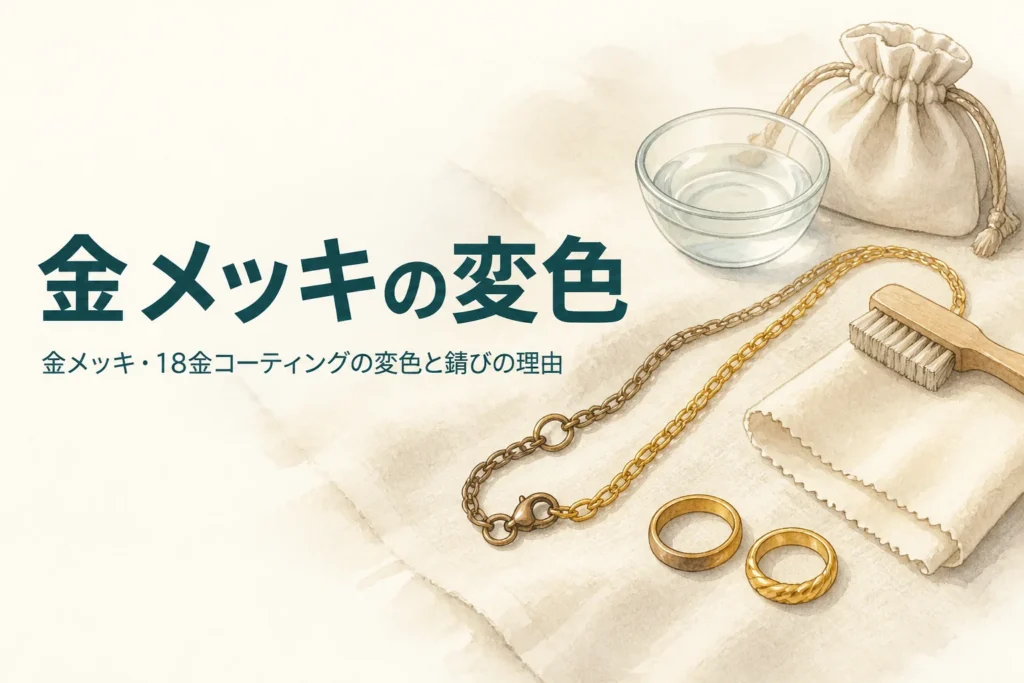 金メッキや18金コーティングの変色と錆びの理由を紹介する記事のアイキャッチ