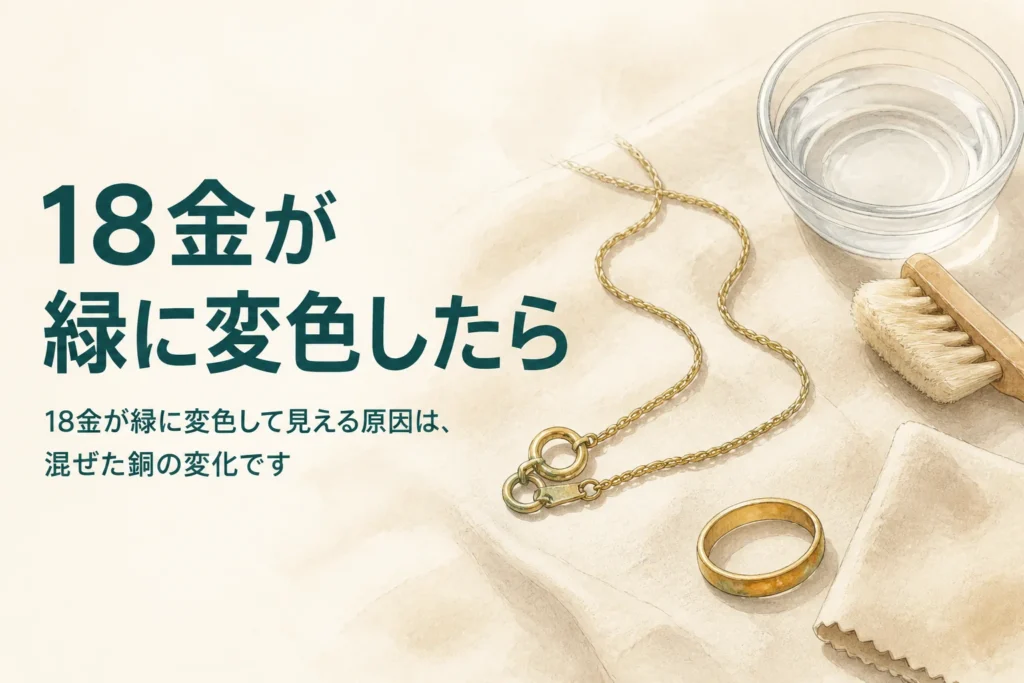 18金が緑に変色した時の原因を説明する記事のアイキャッチ