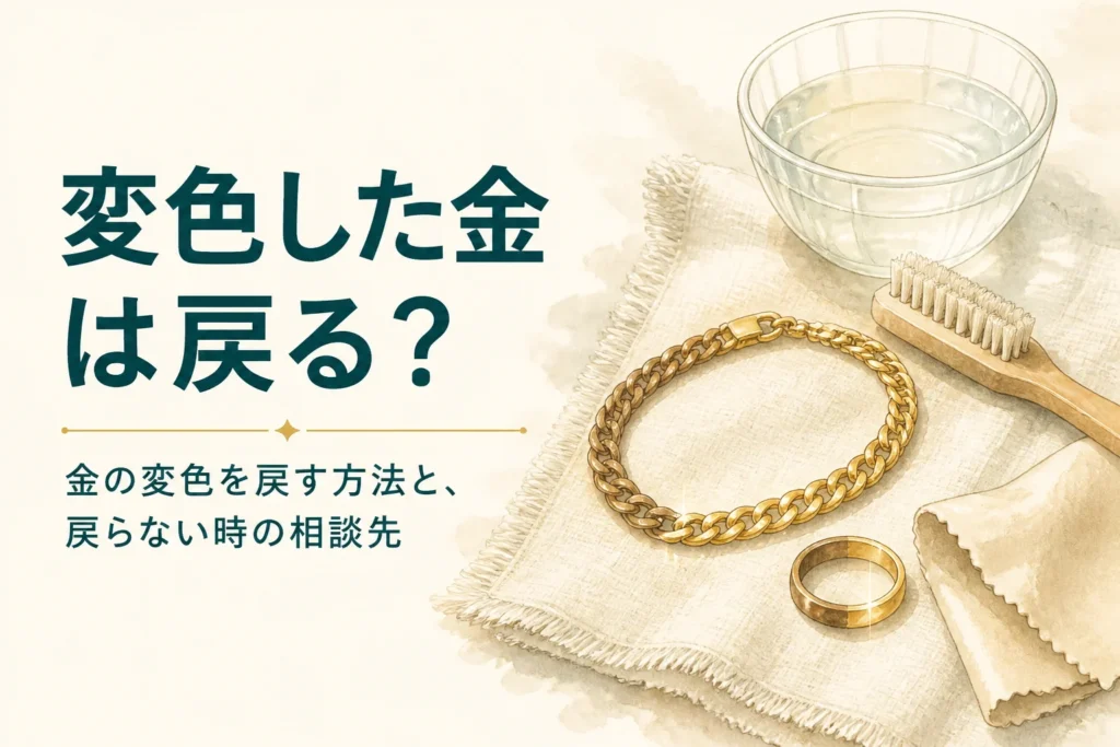 金の変色を戻す方法を解説する記事のアイキャッチ