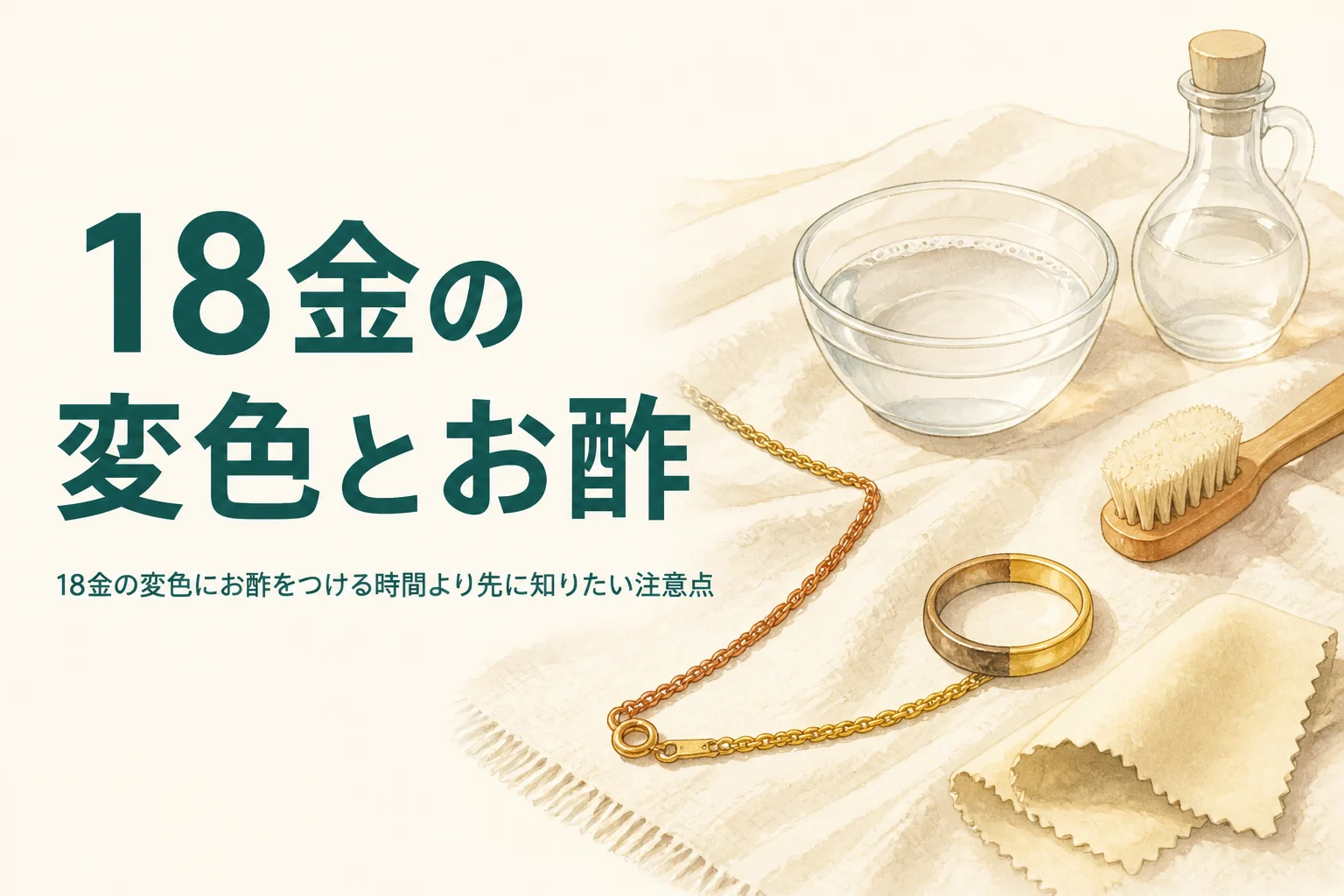 18金の変色にお酢を使う前の注意点を紹介する記事のアイキャッチ