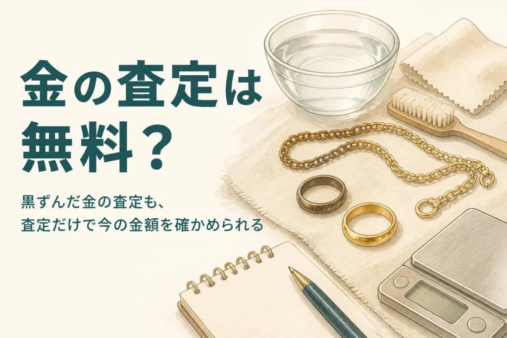 黒ずんだ金の査定を査定だけで受ける方法を解説する記事のアイキャッチ