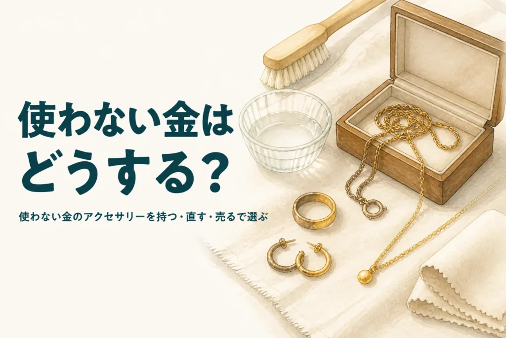 使わない金のアクセサリーを持つ・直す・売るのどれにするか解説する記事のアイキャッチ