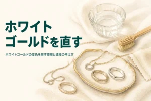ホワイトゴールドの変色を戻す修理と値段を解説する記事のアイキャッチ