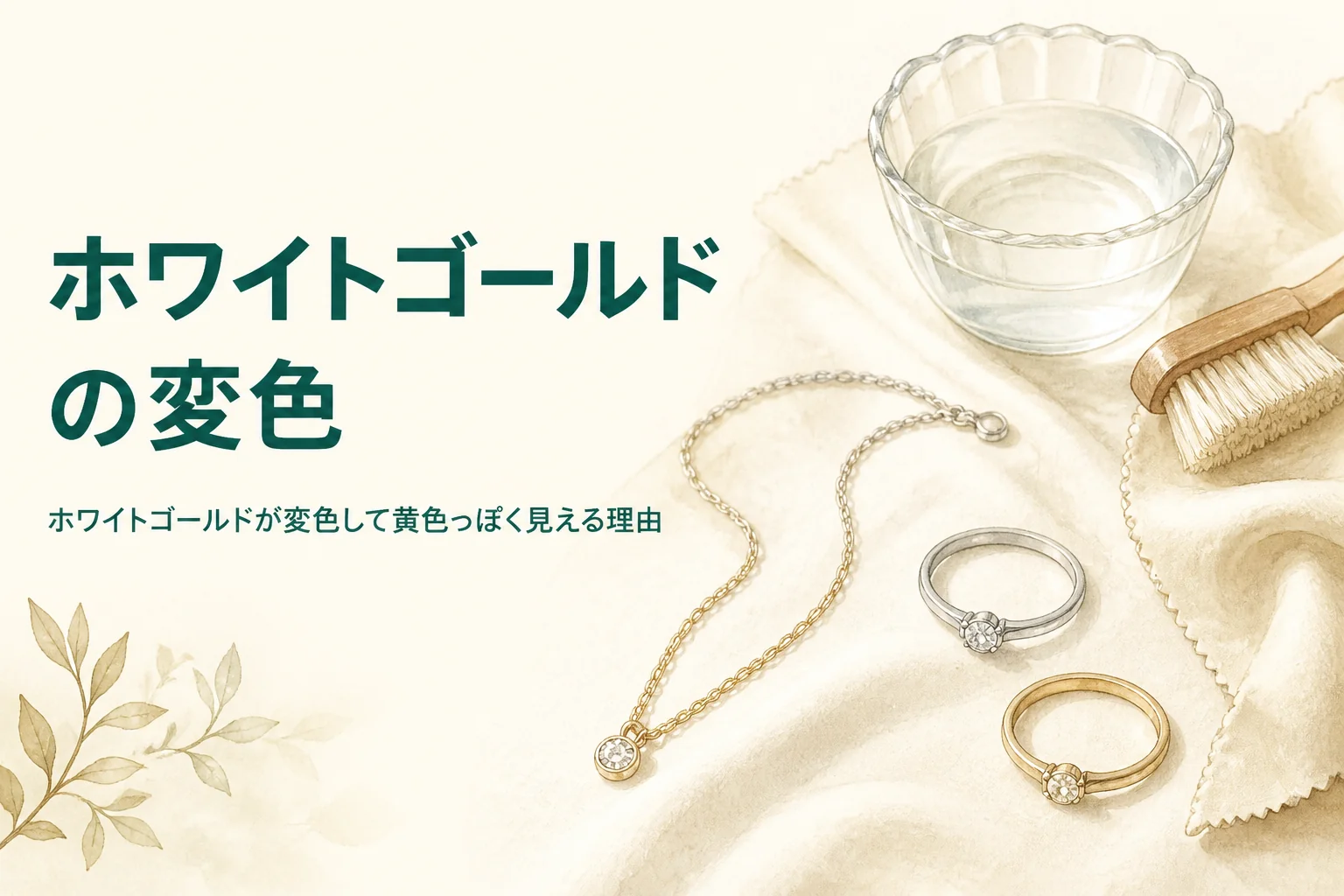 ホワイトゴールドの変色と黄色っぽく見える理由を解説する記事のアイキャッチ