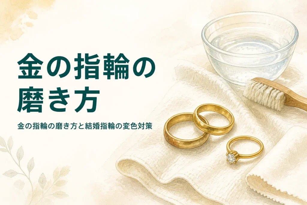金の指輪の磨き方と結婚指輪の変色対策を紹介する記事のアイキャッチ